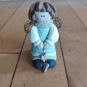 Charming Angel Figurine in Blue and Brown